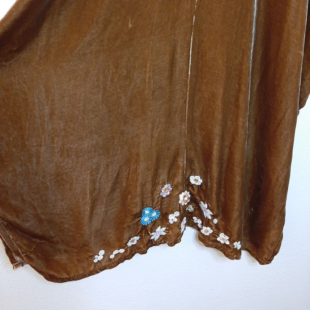 NEW Johnny Was Serafina Kaftan Dress Brown / Yellow Women M Embroidery Velvet - Picture 15 of 16